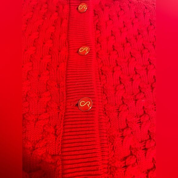 Vintage‎ Red Knit Button up Cardigan sweater, Size Medium - Picture 4 of 5